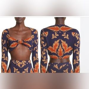 Johanna Ortiz Yurt Nights Knotted Pima Cotton Knit Crop Top Size L